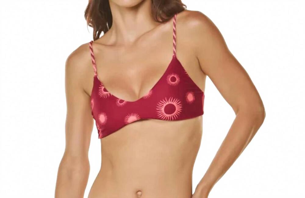 NEW DULZAMARA maragogi sporty bikini top with decorative straps in burgundy